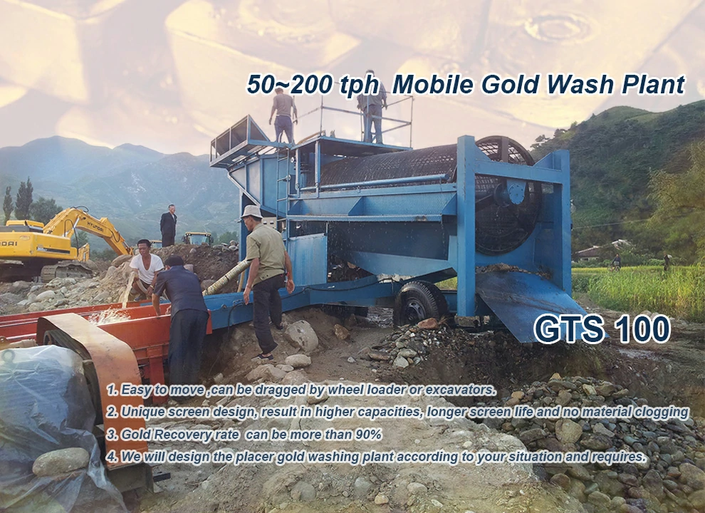 50 ~ 200 TPH Mobile Placer Gold Wash Plant