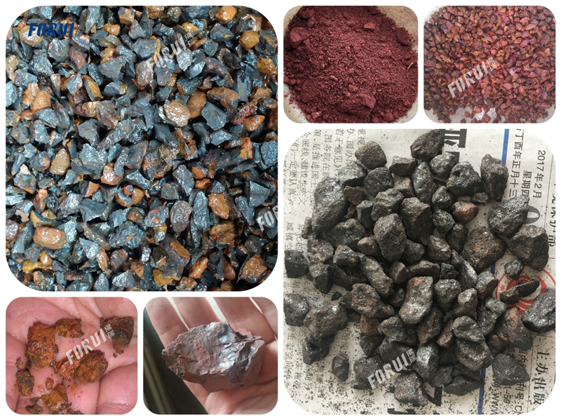Samples of various iron ores and concentrates obtained after ore beneficiation