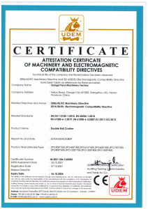 Attestation certificate of machinery and electromagnetic compatibility directives